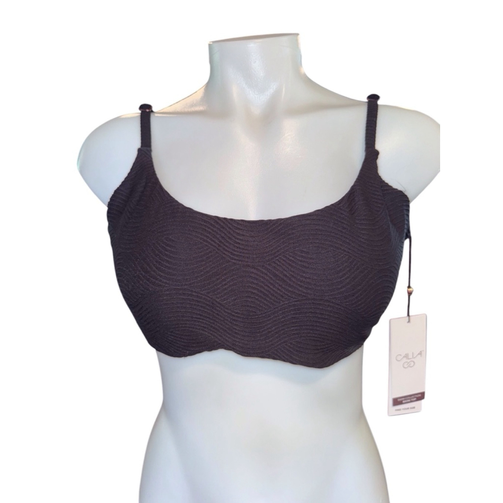 Women's CALIA Bikini Top Size L Black Tie Back